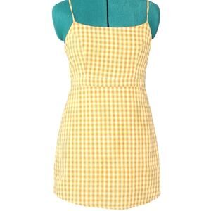 Urban Outfitters Yellow Plaid Mini Dress Women’s Size 2
